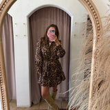 Daisy Buttons Leopard Mini Dress