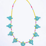 Turquoise Multi Bird Necklace - Yellow