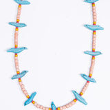 Turquoise Bird Necklace - Light Pink