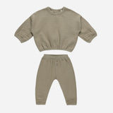 Textured Sweat Set - Olive
