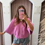 Candy Pink Button Down Cardigan