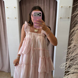Vintage Blush Stripe Babydoll Dress