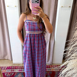 Old Money Muted Plaid Maxi Dress - Red