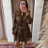 Daisy Buttons Leopard Mini Dress