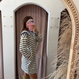 Preppy Blue Collar Dress - Black Stripes