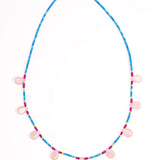 Rose Quartz Drop Necklace - Blue