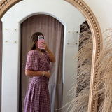 Chocolate Raspberry Gingham Top