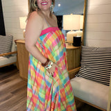 Tulum Vibrant Plaid Maxi Dress