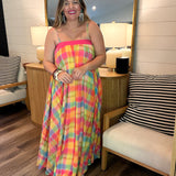 Tulum Vibrant Plaid Maxi Dress
