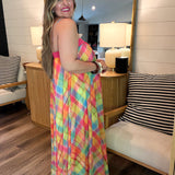 Tulum Vibrant Plaid Maxi Dress