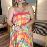 Tulum Vibrant Plaid Maxi Dress