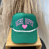 Green + Pink Riche Trucker Hat + Heartland Hat Band