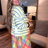 The Piper Cardigan - Yellow + Blue