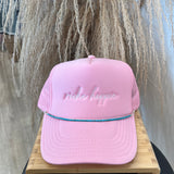 Pink Cursive Riche Trucker Hat + Marfa Hat Band