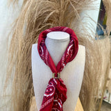Bandana Silk Scarf - Red