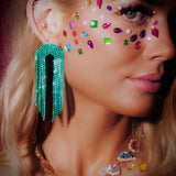 Teal Fringe Earrings