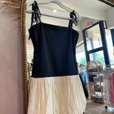 Black Drop Waist Bubble Mini Dress