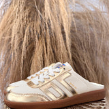 {Back70} Easter In Metallic Gold Backless Sneaker