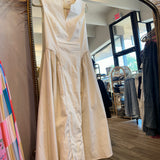 Tailored V-Neck Housewife Midi Dress - Ivory