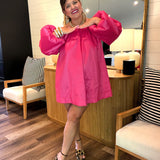 Brenna Mini Dress - Dragonfruit Taffeta