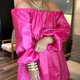Brenna Mini Dress - Dragonfruit Taffeta