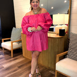 Brenna Mini Dress - Dragonfruit Taffeta