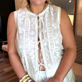 Camden Tie Blouse - Cream Voile Trim