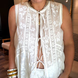 Camden Tie Blouse - Cream Voile Trim