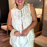 Camden Tie Blouse - Cream Voile Trim