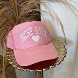 Riche Hippie Trucker Hat - Pink and White