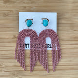 Santa Fe Sparkle Earrings - Pink + Turquoise