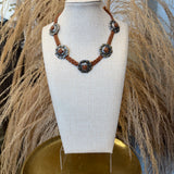 Concho Necklace + Hat Band - Brown/Silver
