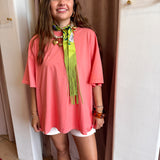 Oversized One Size Plain Tee - Blossom