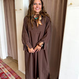 Soho Chic Button Up Dress - Brown