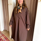Soho Chic Button Up Dress - Brown