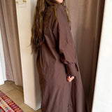Soho Chic Button Up Dress - Brown