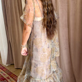 Petal Veil Sheer Maxi Dress - Olive Yellow