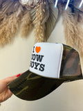 I Heart Cowboys Trucker Hat Orange Heart