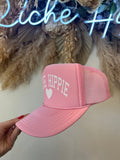 Riche Hippie Trucker Hat- Pink and White
