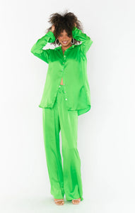 Hayes Trouser Bright Green Luxe Satin