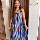 Lover Girl Striped Maxi Dress - Brown