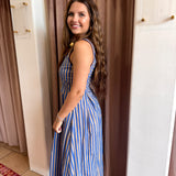 Lover Girl Striped Maxi Dress - Brown