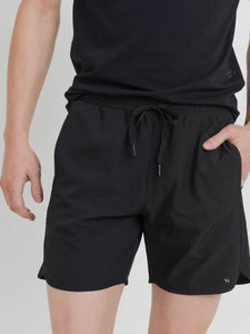 Men's Wave Accent Essential Active Shorts- Black
