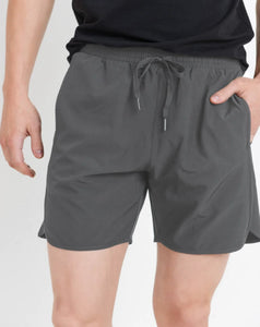 Men's Wave Accent Essential Active Shorts- Grey