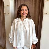 Mountain White Eyelet Collar Top