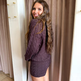 The Lauren Cable Knit Short Set - Chocolate