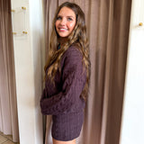 The Lauren Cable Knit Short Set - Chocolate