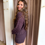 The Lauren Cable Knit Short Set - Chocolate
