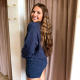 The Lauren Cable Knit Short Set - Navy
