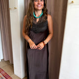 Little Luxury Slip Dress - Brown
